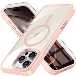 Чохол для iPhone 16 Pro Max, для MagSafe, ERBORD Matt Case, прозорий / рожевий + захисне скло