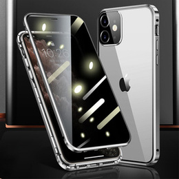 Чехол для iPhone 12 Mini, Magnetic Dual Glass, серебряный