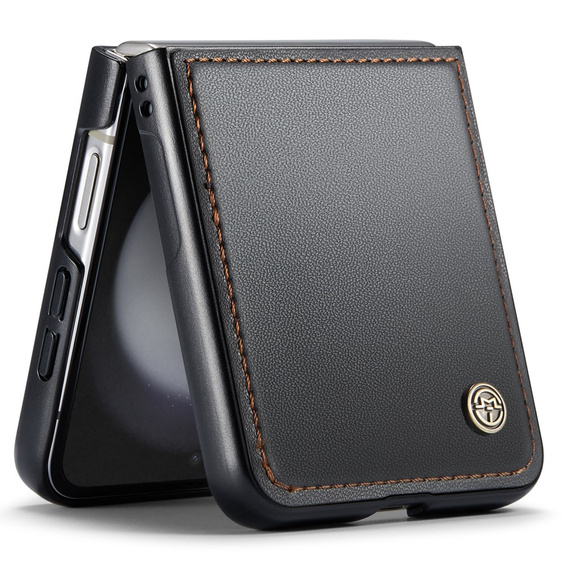 Чохол для Samsung Galaxy Z Flip7 FE / Z Flip6, CASE Litchi Leather, чорний