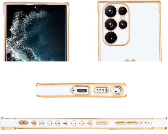 Чехол для Samsung Galaxy S23 Ultra, Electro heart, белый + полное клеевое керамическое стекло
