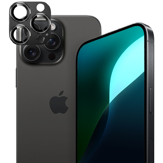 Скло для камери iPhone 16 Pro / 16 Pro Max, чорне з металевим покриттям ERBORD