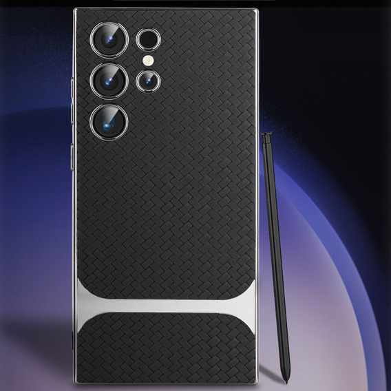 Чехол до Samsung Galaxy S23 Ultra, GKK Woven Leather, чёрный