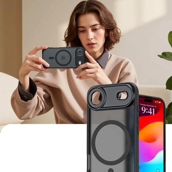Матовый чехол для iPhone Air, для MagSafe, с защитой камеры, черный