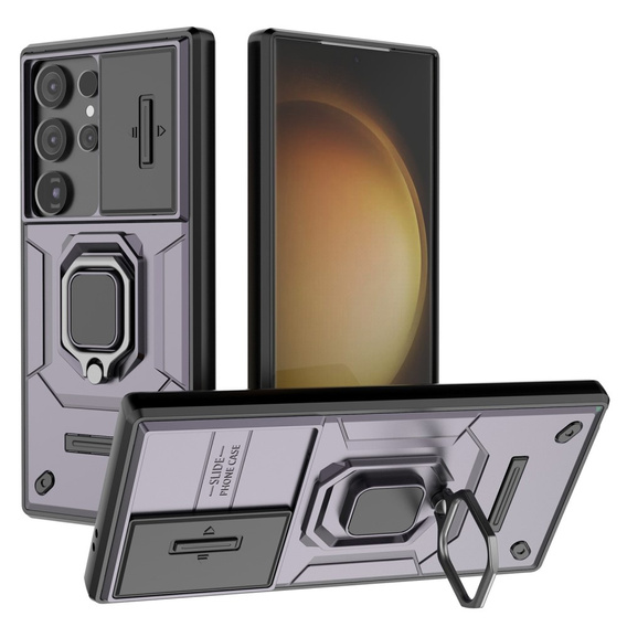 Чехол для Samsung Galaxy S24 Ultra, KickStand Camera Lens, фиолетовый