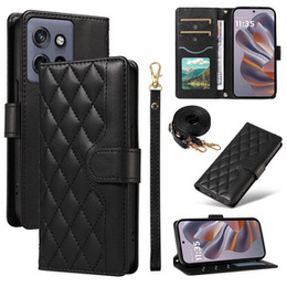 чехол-крышка для Motorola Edge 50 Neo / Motorola ThinkPhone 25, Rhombus Crossbody Leather, чёрный