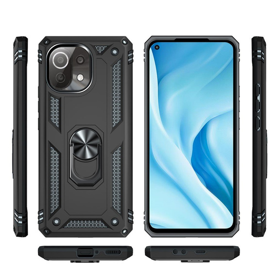 Бронированный Чехол до Xiaomi Mi 11 Lite / Mi 11 Lite 5G / 11 Lite 5G NE, Nox Case Ring, чёрный