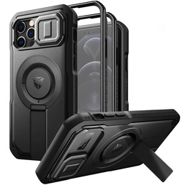 Броньований чохол для iPhone 12 / iPhone 12 Pro, Dexnor CamProtect MagSafe, чорний (Дві рамки)