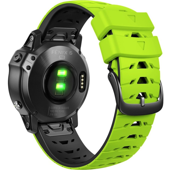 Силіконовий ремінець для Fitbit Inspire 3, Garmin Fenix 22mm, Green/Black