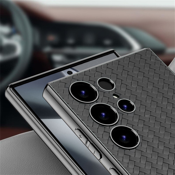 Чoхол до Samsung Galaxy S24 Ultra, GKK Woven Leather, сірий