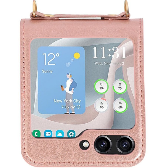 Шкіряний чохол для Samsung Galaxy Z Flip 5 5G, рожевий