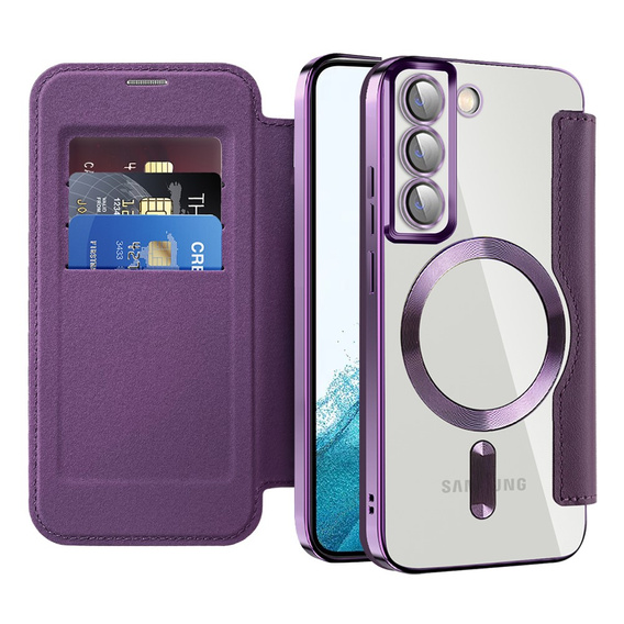 Чохол-книжка для Samsung Galaxy S22 5G, RFID Wallet MagSafe CamShield, фіолетовий