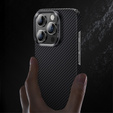Чехол BENKS Kevlar для iPhone 15 Plus, углеродное волокно, чёрный