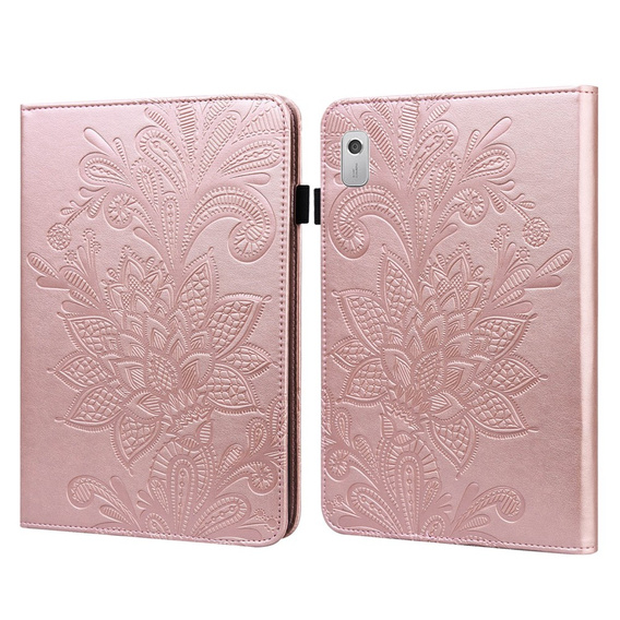 чехол-крышка для Lenovo Tab M9, flower, розовый rose gold