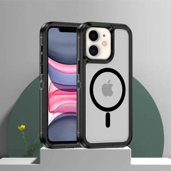 Чехол с рамкой для iPhone 11, для MagSafe, прозрачный / черный