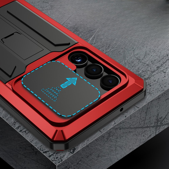 Броньований чохол для Samsung Galaxy S23 Ultra, R-JUST CamShield Slide, червоний