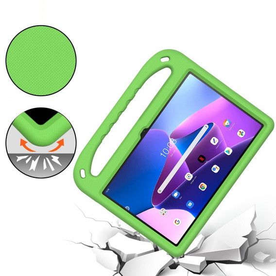 Детский чехол для Lenovo Tab M10 Plus 10.6 Gen 3 TB-125F TB-128F, детский чехол с ручкой, зелёный
