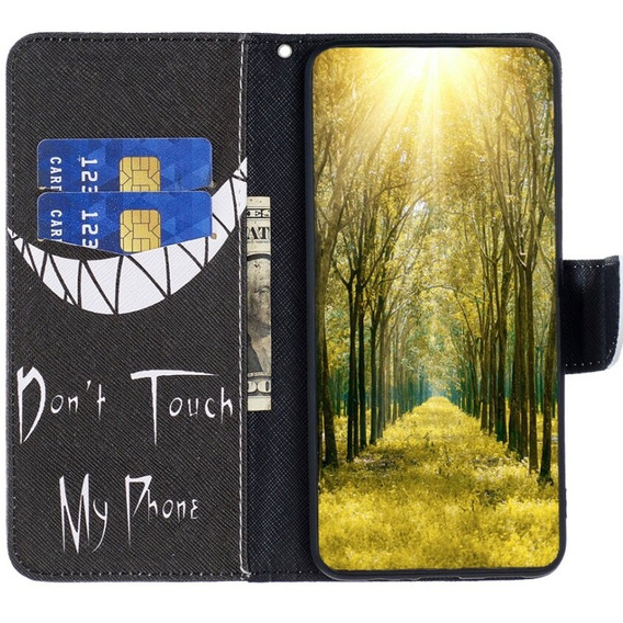 Откидной чехол для Samsung Galaxy A55 5G, Wallet, Don't Touch My Phone, чёрный
