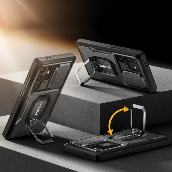 Чехол для Samsung Galaxy S24 Ultra, серия Tongate MECH с подставкой, чёрный