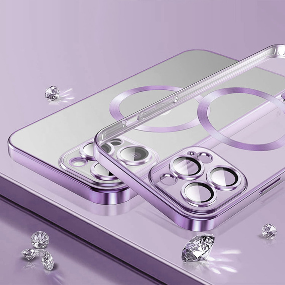 Чохол для iPhone 14 Pro Max, Electro MagSafe, фіолетовий + Скло на екран