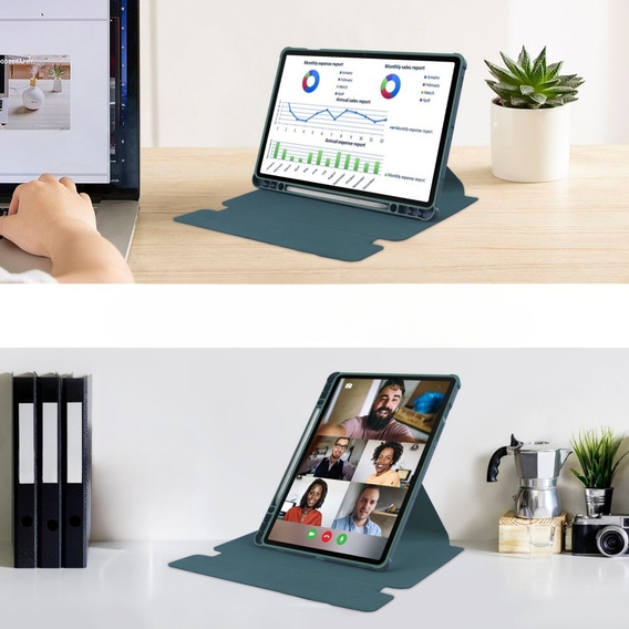Чехол клавиатура для Samsung Galaxy Tab S9, Rotary 360° Leather, тёмно-зелёный
