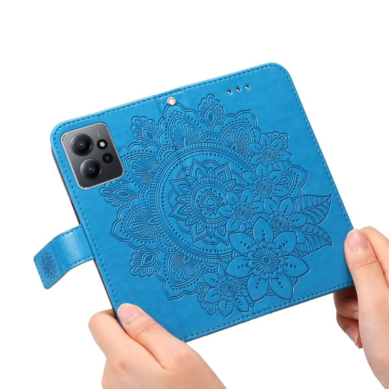 Откидной чехол для Xiaomi Redmi Note 12 4G, Mandala Flower, синий
