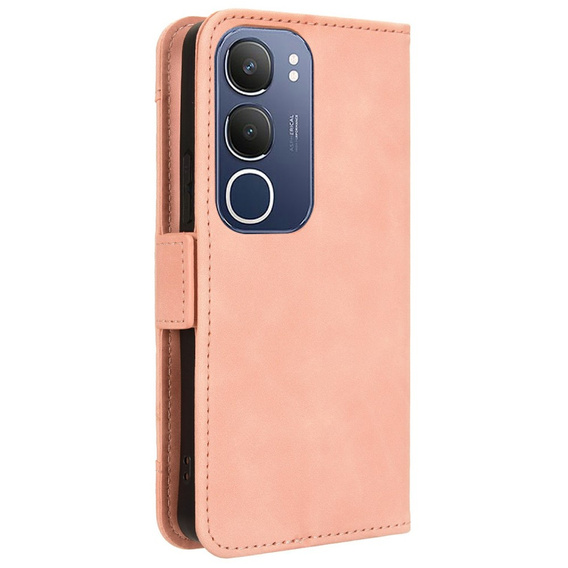 Футляр з клапаном для Vivo Y19s, Card Slot, рожевий