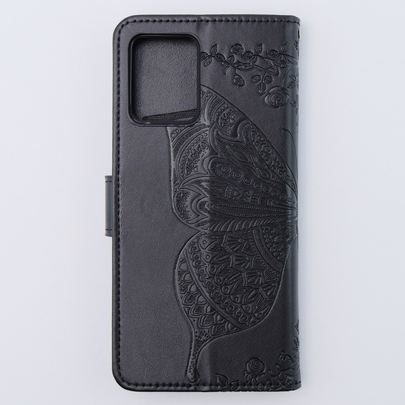 Откидной чехол для Motorola Moto G54 5G, Butterfly, чёрный