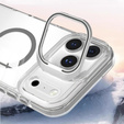 Чохол для iPhone 17 Pro, для MagSafe, з підставкою, прозорий з сірими вставками