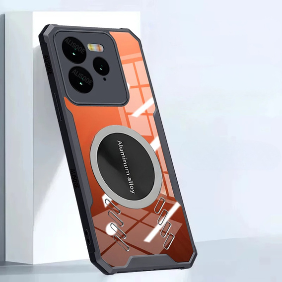Чехол для Realme GT 7 Pro, с магнитной пластиной, прозрачный / черный
