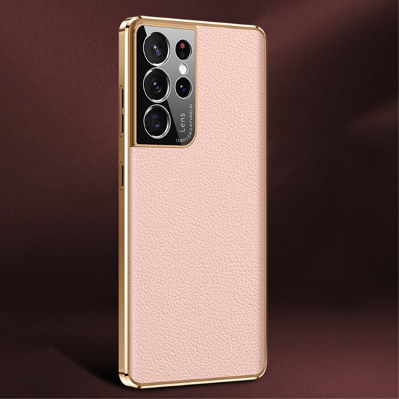 Чoхол до Samsung Galaxy S23 Ultra, Cowhide Leather, рожевий