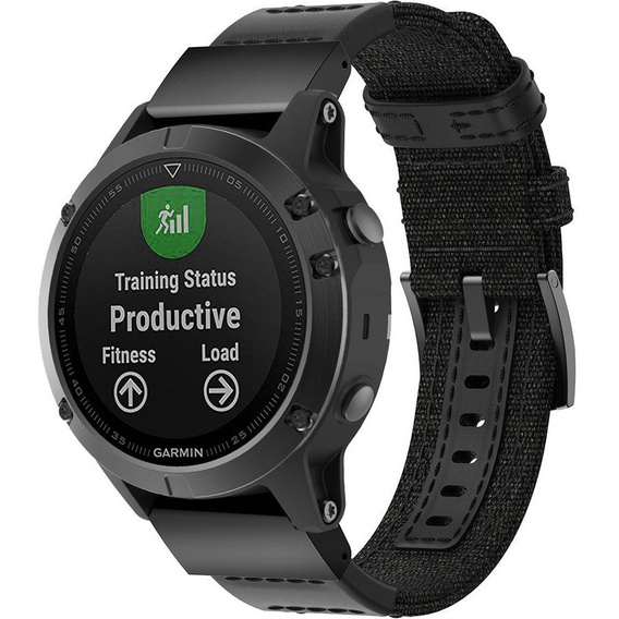 Ремешок Canvas+Leather для Garmin Fenix 5/6/6 Pro / Forerunner 935/945 - black