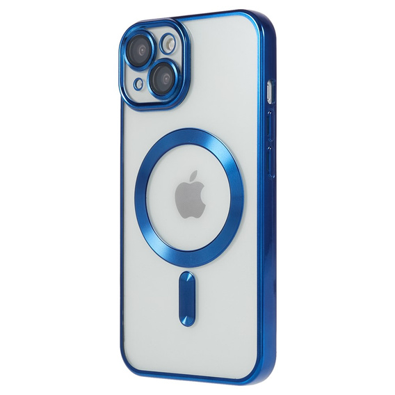 Чехол для iPhone 14, Electro MagSafe, синий + стекло для экрана