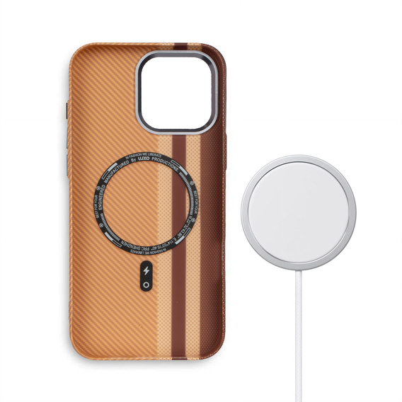 Чохол для iPhone 13 Pro Max, Carbon Fiber MagSafe, жовтий