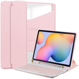 Чехол клавиатура для Samsung Galaxy Tab S6 Lite 2024 / 2022 / 2020, Rotary 360° Leather, розовый rose gold