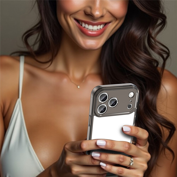 Силиконовый чехол для iPhone 17 Pro Max, с жесткой задней стенкой, тонированный черный