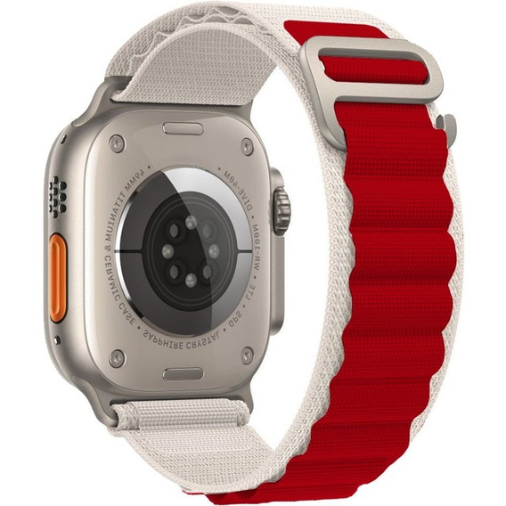 Нейлоновый ремешок до Apple Watch 1/2/3/4/5/6/7/8/SE/ULTRA 42/44/45/49 MM, Beige / Red