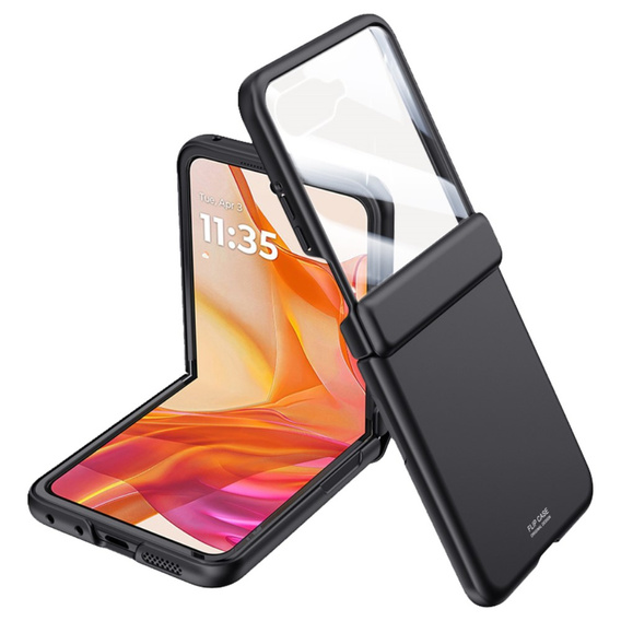 Чехол со стеклом для Samsung Galaxy Z Flip5 5G, PC Case, чёрный