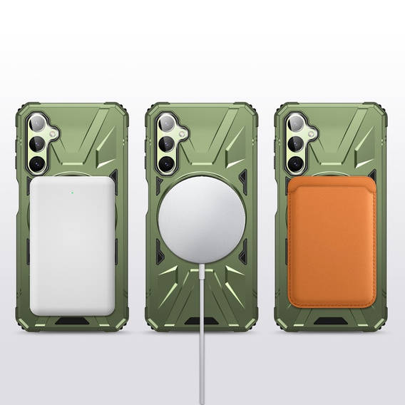 Чохол для Samsung Galaxy A54 5G, броньований з підставкою та ручкою, зелений