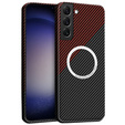 Чехол до Samsung Galaxy S23 Plus, Magsafe Slim Carbon, чёрный / красный