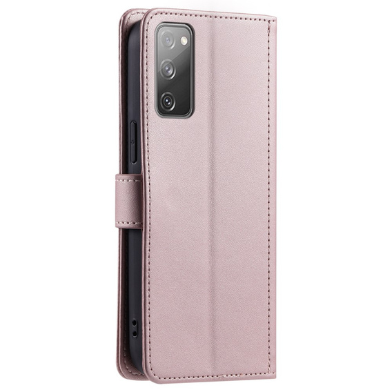 Чохол-сумка для Samsung Galaxy S20 FE, Rhombus Crossbody Leather, рожевий rose gold