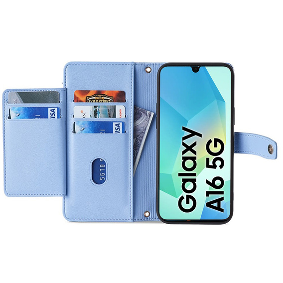 Откидной чехол для Samsung Galaxy A16, Wallet Zipper Pocket, синий