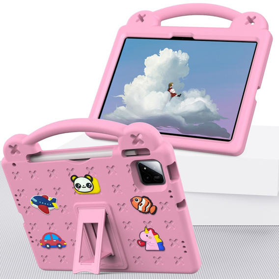 Детский чехол для Xiaomi Pad 7 / 7 Pro, Cute Patterns, с подставкой, розовый