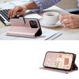 Чохол-сумка для iPhone 16 Pro, Rhombus Crossbody Leather, рожевий rose gold