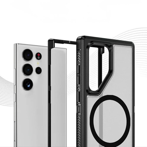 Чохол з рамкою для Samsung Galaxy S23 Ultra, для MagSafe, прозорий / чорний