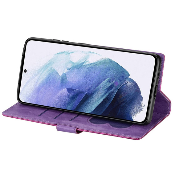 Откидной чехол для Samsung Galaxy S24 Ultra, Wallet Zipper Pocket Glittery, фиолетовый