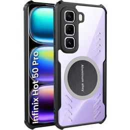 Чехол для Infinix Hot 50 Pro 4G, с магнитной пластиной, прозрачный / черный
