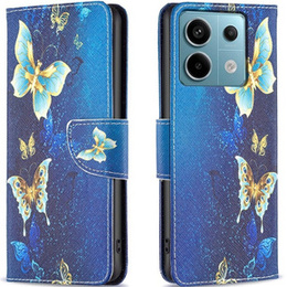 Откидной чехол для Xiaomi Redmi Note 13 Pro 5G, Wallet, Butterflies синий