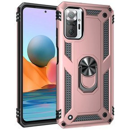 Бронированный Чехол до Xiaomi Redmi Note 10 Pro, Nox Case Ring, розовый rose gold