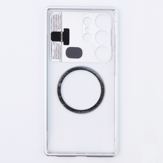 Магнитный чехол для Samsung Galaxy S23 Ultra 5G, Aroma Hybrid, серебряный
