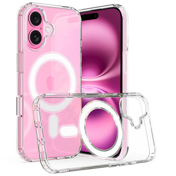 Магнитный чехол MagSafe для iPhone 16, ERBORD CrystalMag, Clear + стекло для экрана
